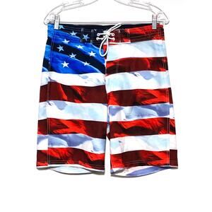 Old Navy USA American Flag Swim Board Shorts Mens 28 Stars Stripes July 4 Summer